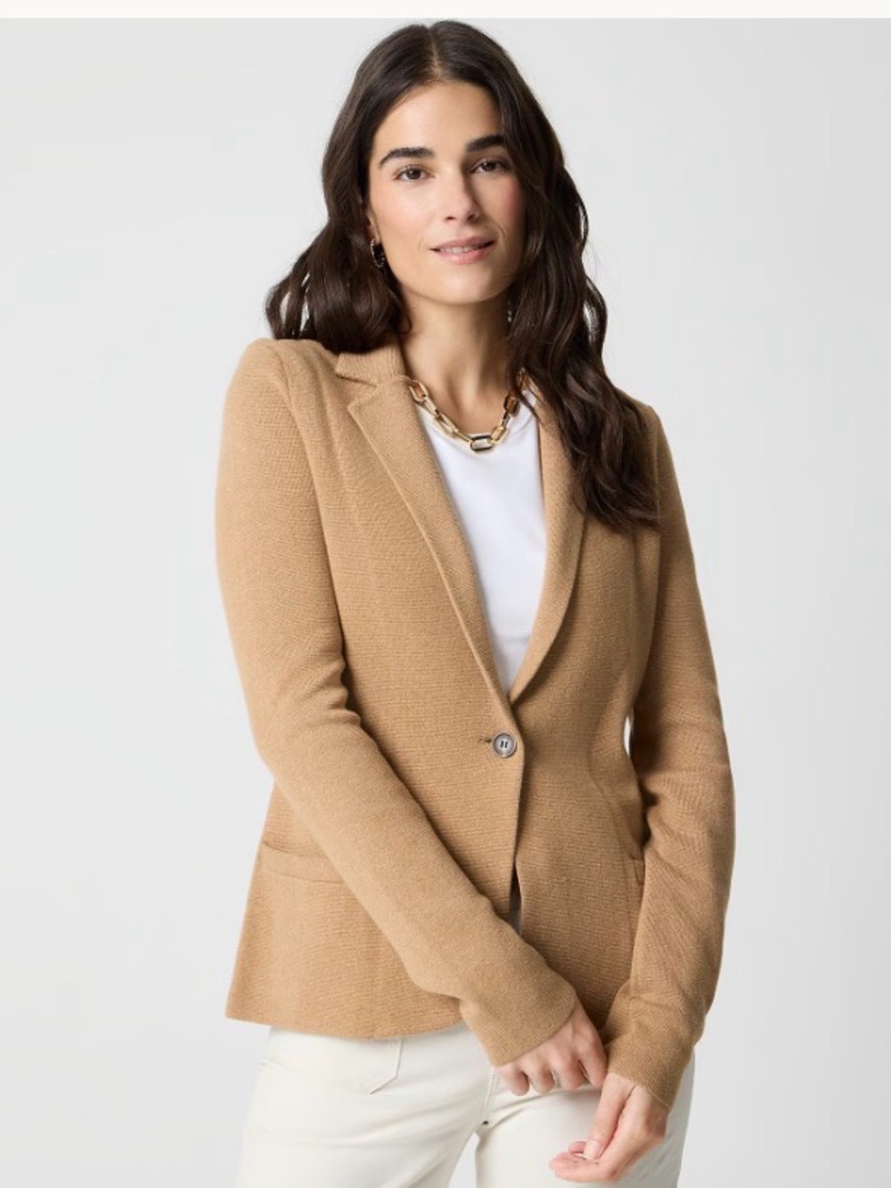 J. Crew Camel 100% cotton Schoolboy sweater-blazer